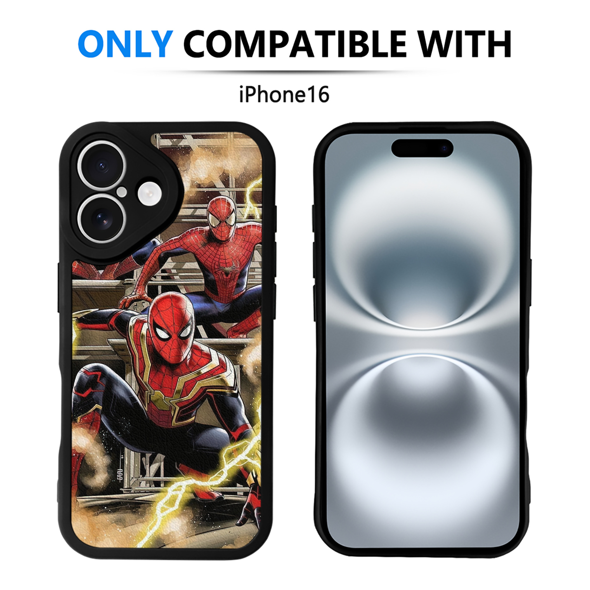 Spider Man スパイダーマン 【iPhone 16シリーズ対応】シリコンスマホケース（レザー調） 材質：シリコン